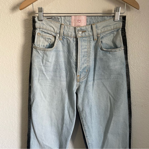 Revice Two Tone Ex Boyfriend Straight Leg Denim Jeans Blue & Black Size 25 - Picture 3 of 10
